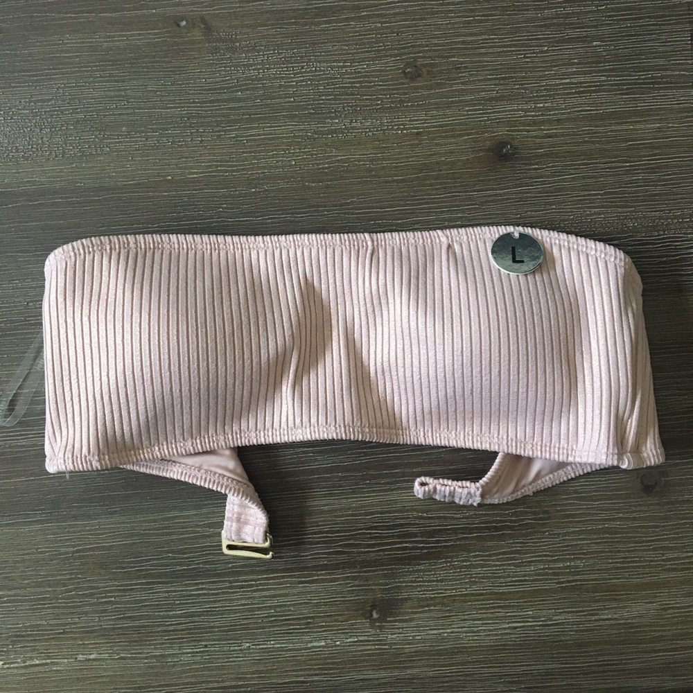NWT Forever 21 Ribbed Strapless Bikini top blush/gold